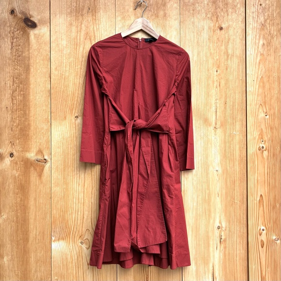 COS Dresses & Skirts - COS Burgundy Long Sleeve Poplin Dress Sz 38, Small
